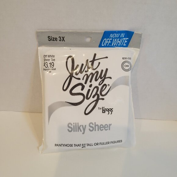 Vintage Just My Size Leggs Off White Pantyhose Size 3X Sheer Toe NEW NIP - Picture 1 of 4